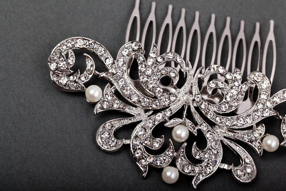 Symmetrical Jeweled Hair Comb