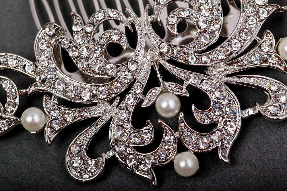 Symmetrical Jeweled Hair Comb