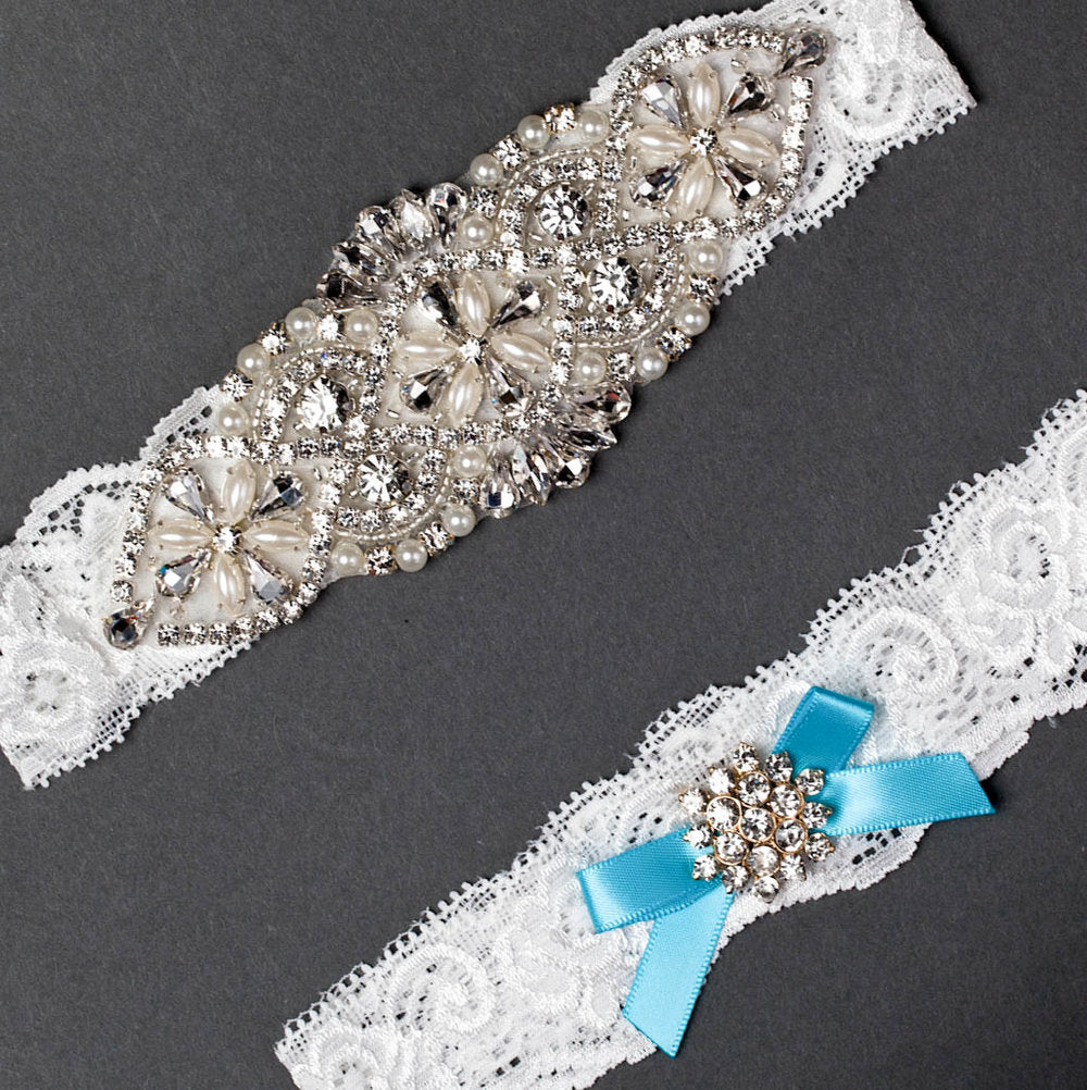 Something Blue Jeweled Garter Set