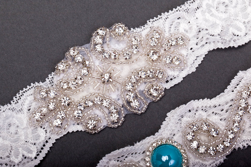 Lace and Blue Wedding Garter Set