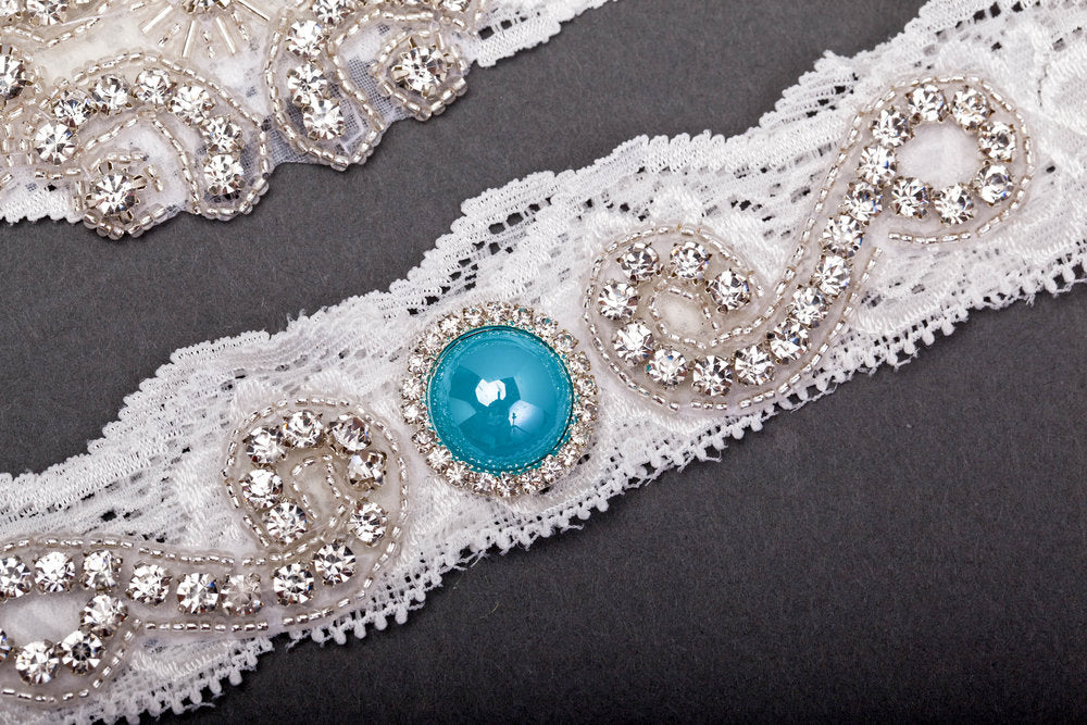 Lace and Blue Wedding Garter Set