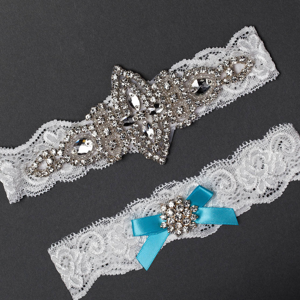 Something Blue Marquise Jewel Garter Set