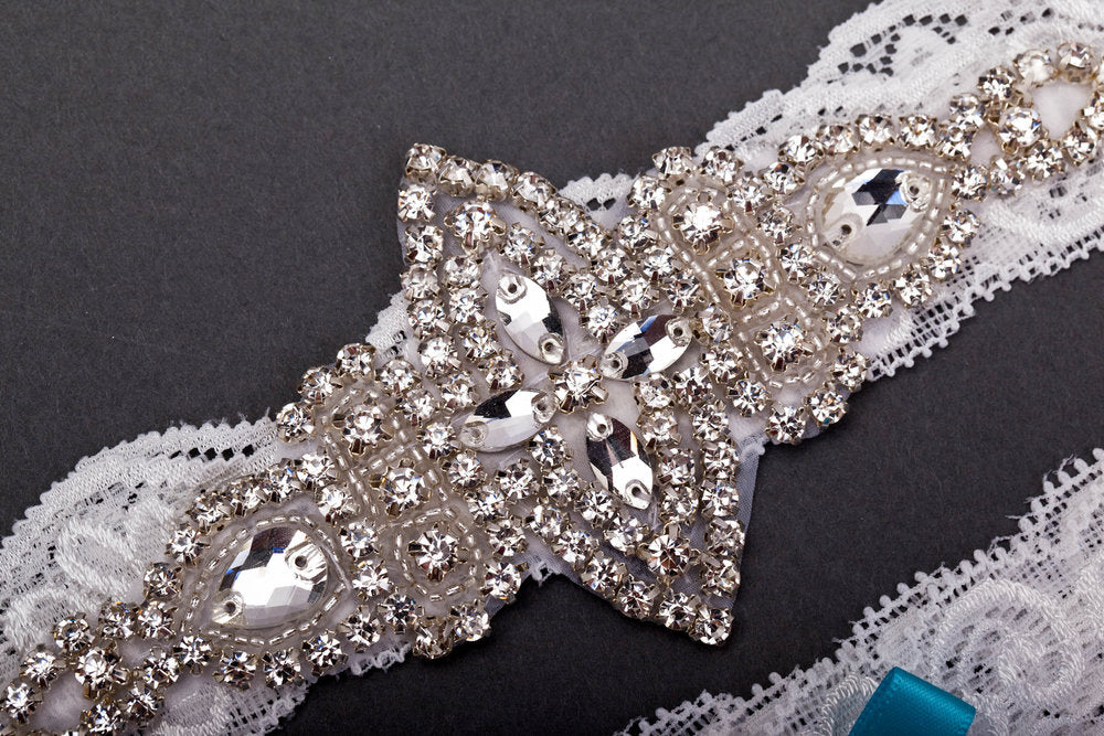 Something Blue Marquise Jewel Garter Set