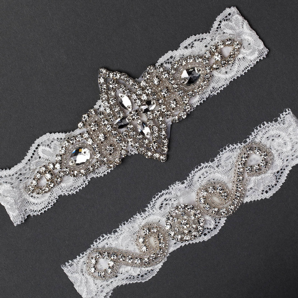 Marquise Jewel Wedding Garter Set