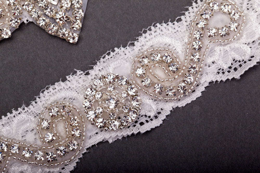 Marquise Jewel Wedding Garter Set