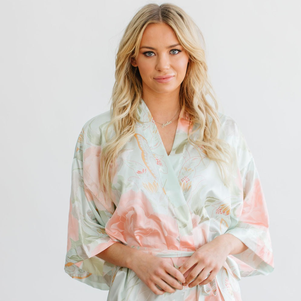 Tiffany Blue Big Floral Robe
