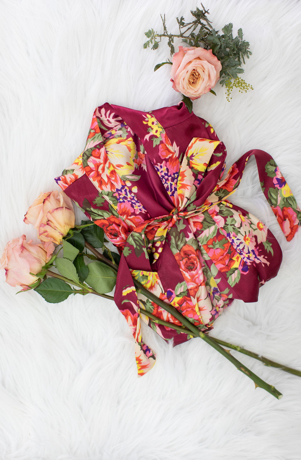 Burgundy Floral Bridesmaid Robe