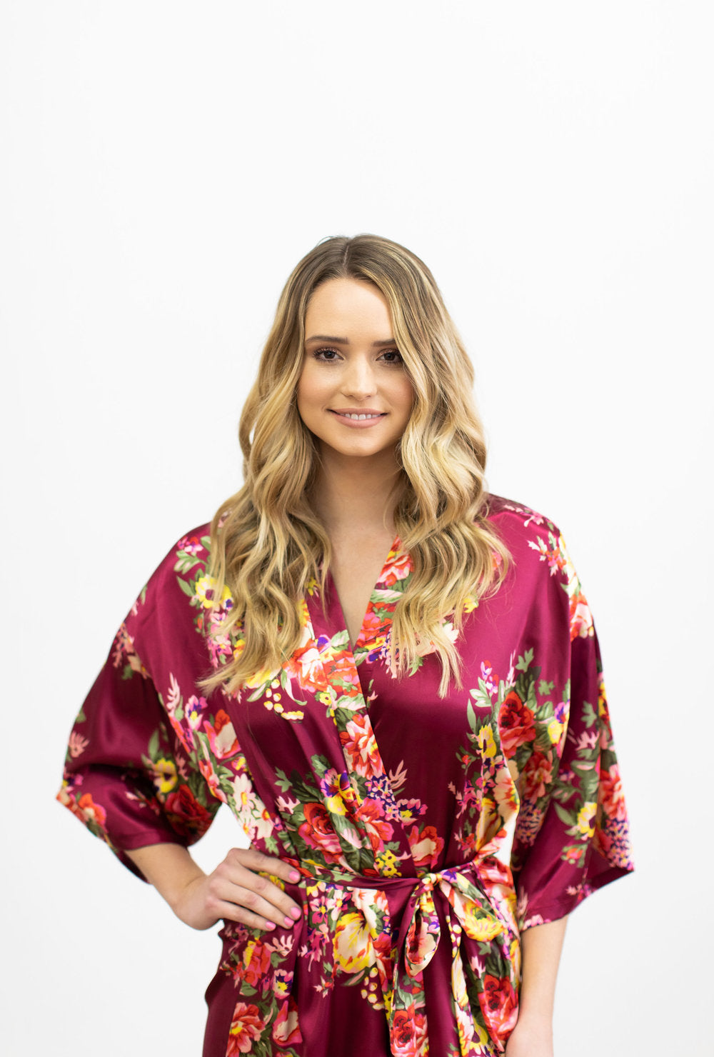 Burgundy Floral Bridesmaid Robe