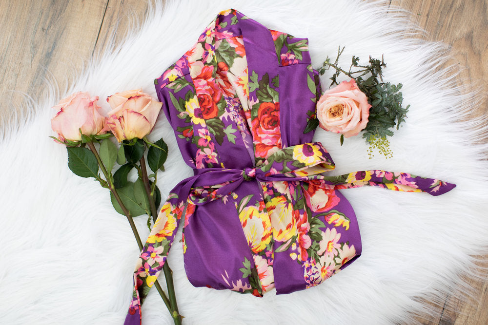 Purple Floral Bridesmaid Robe