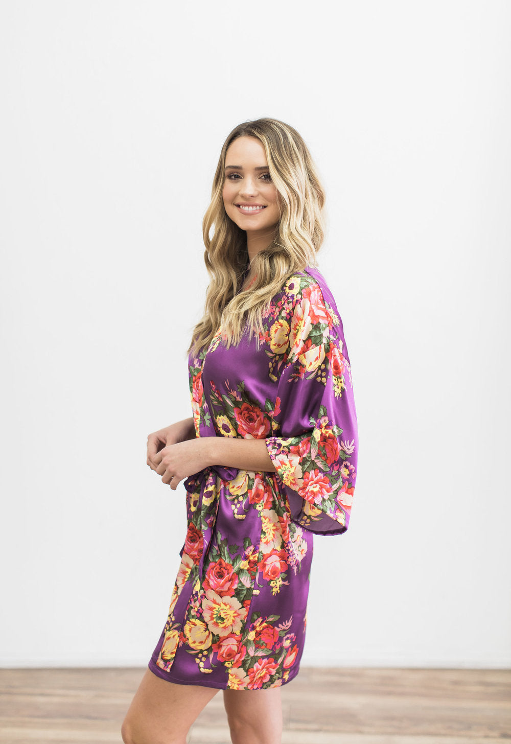 Purple Floral Bridesmaid Robe