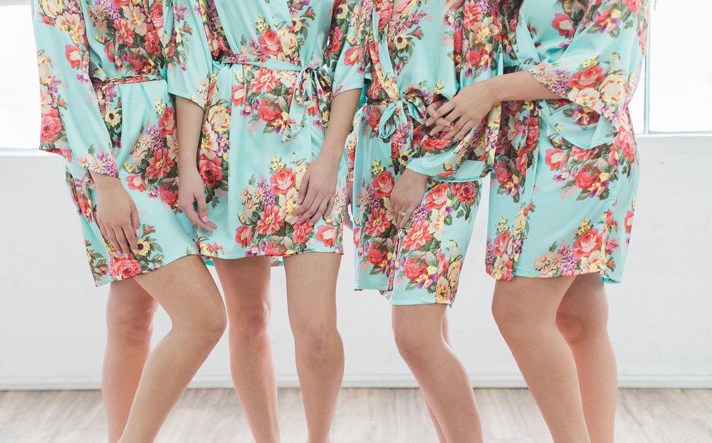 Tiffany Blue Floral Bridesmaid Robe