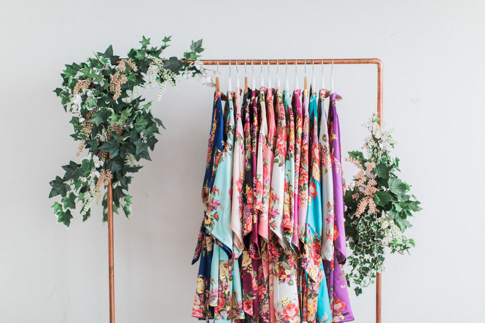 Navy Floral Bridesmaid Robe