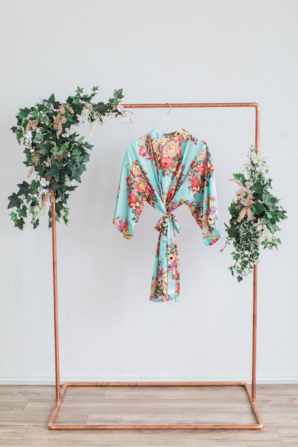 Tiffany Blue Floral Bridesmaid Robe