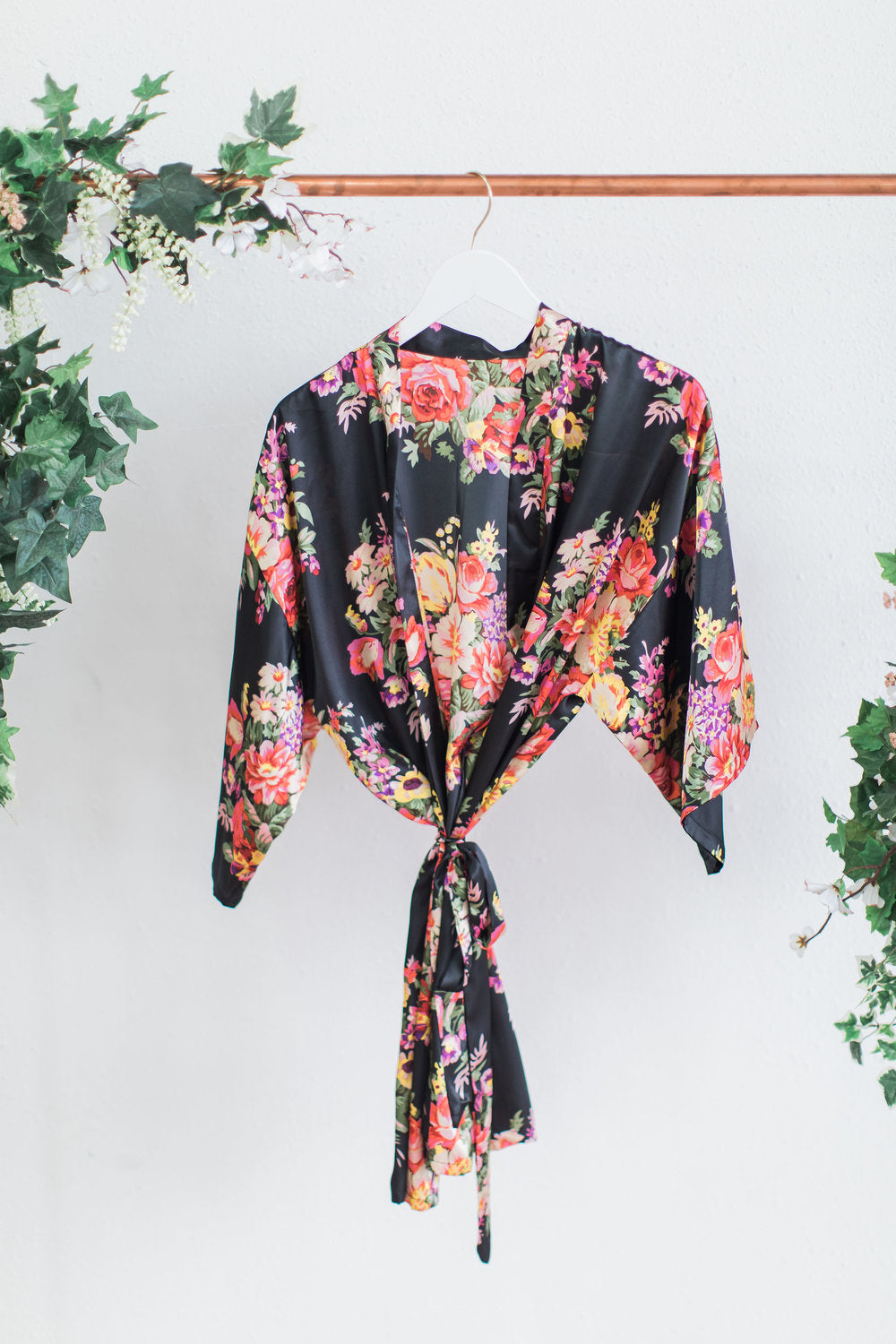 Black Floral Bridesmaid Robe