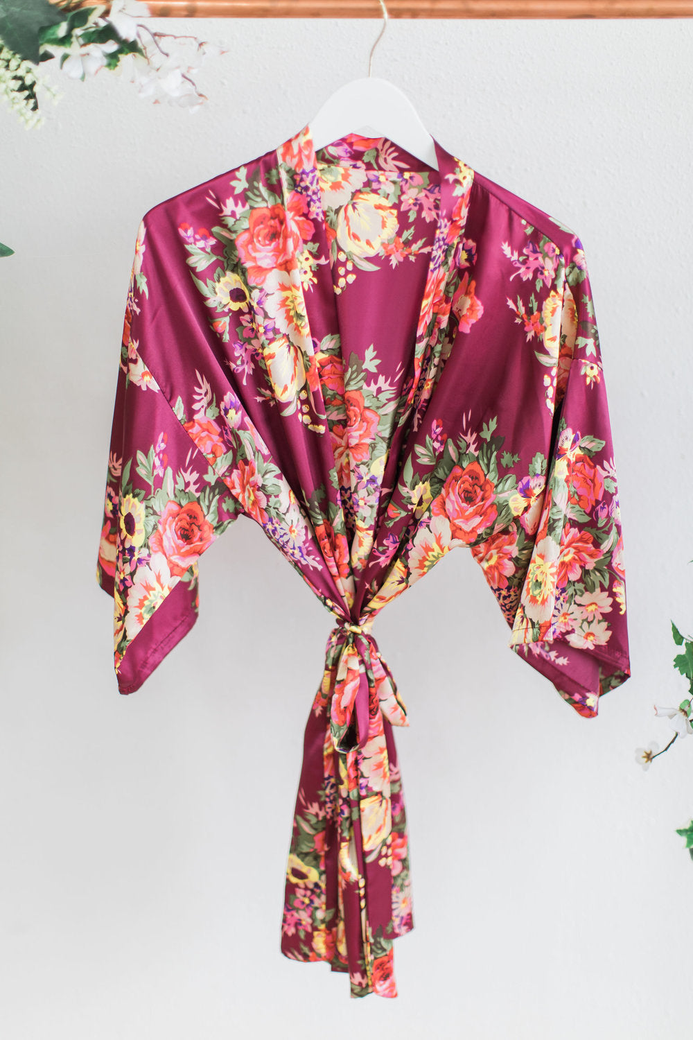 Burgundy Floral Bridesmaid Robe