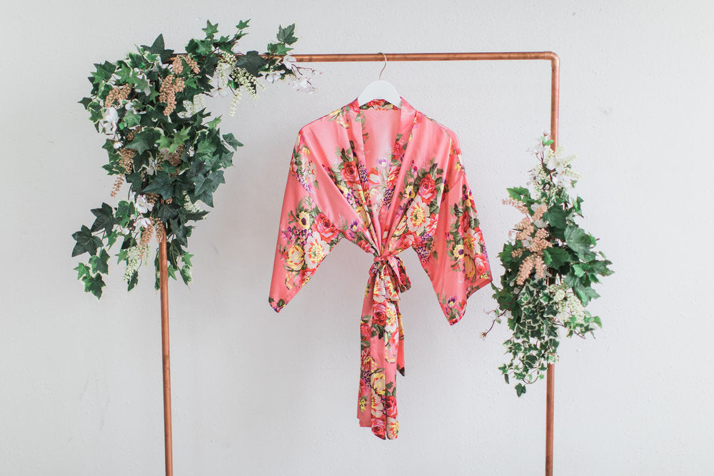 Coral Floral Bridesmaid Robe