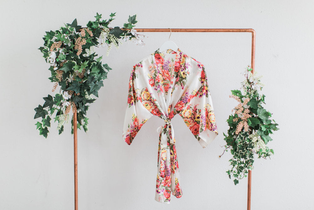 White Floral Bridesmaid Robe