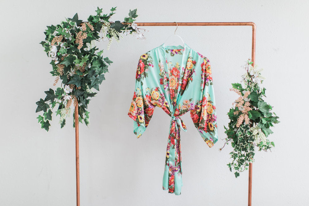 Mint Floral Bridesmaid Robe