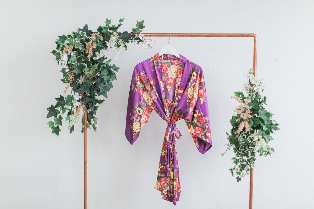 Purple Floral Bridesmaid Robe