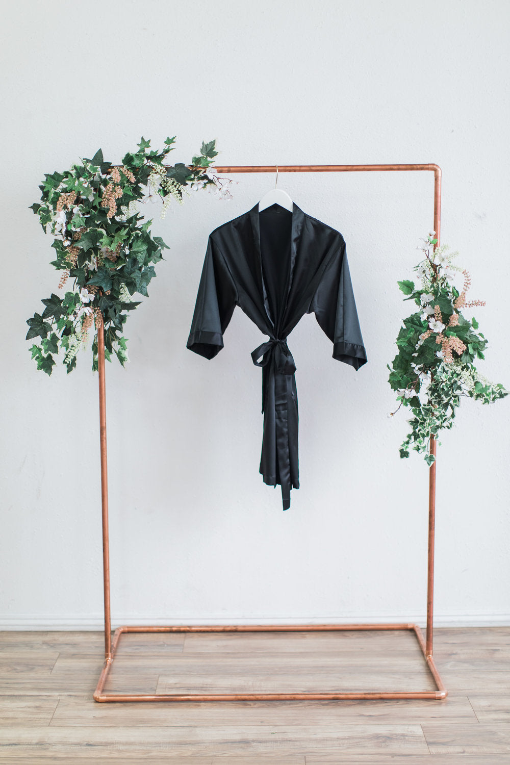 Solid Black Satin Bridesmaid Robe