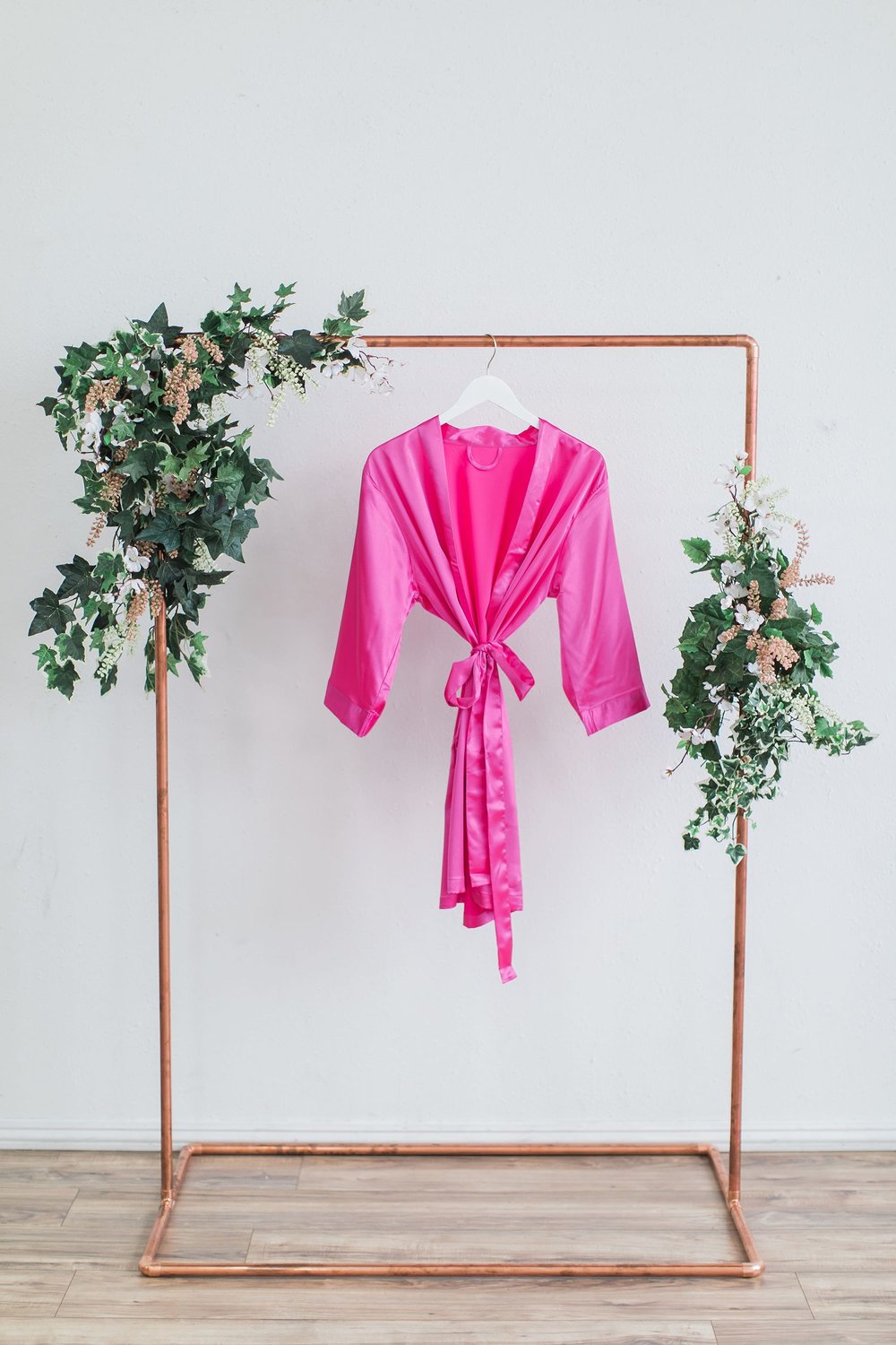 Solid Hot Pink Satin Bridesmaid Robe