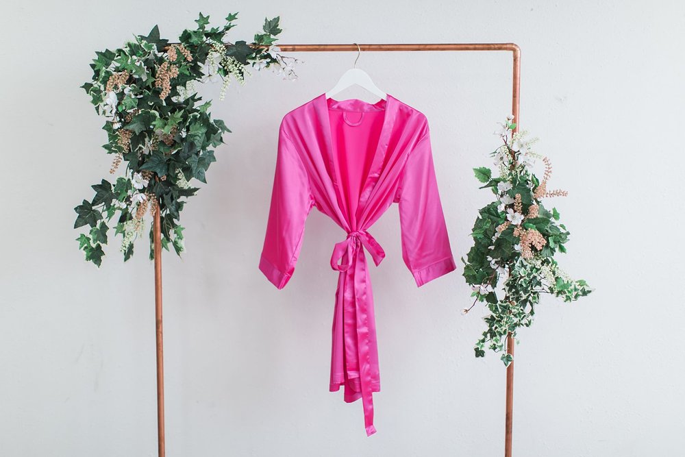 Solid Hot Pink Satin Bridesmaid Robe