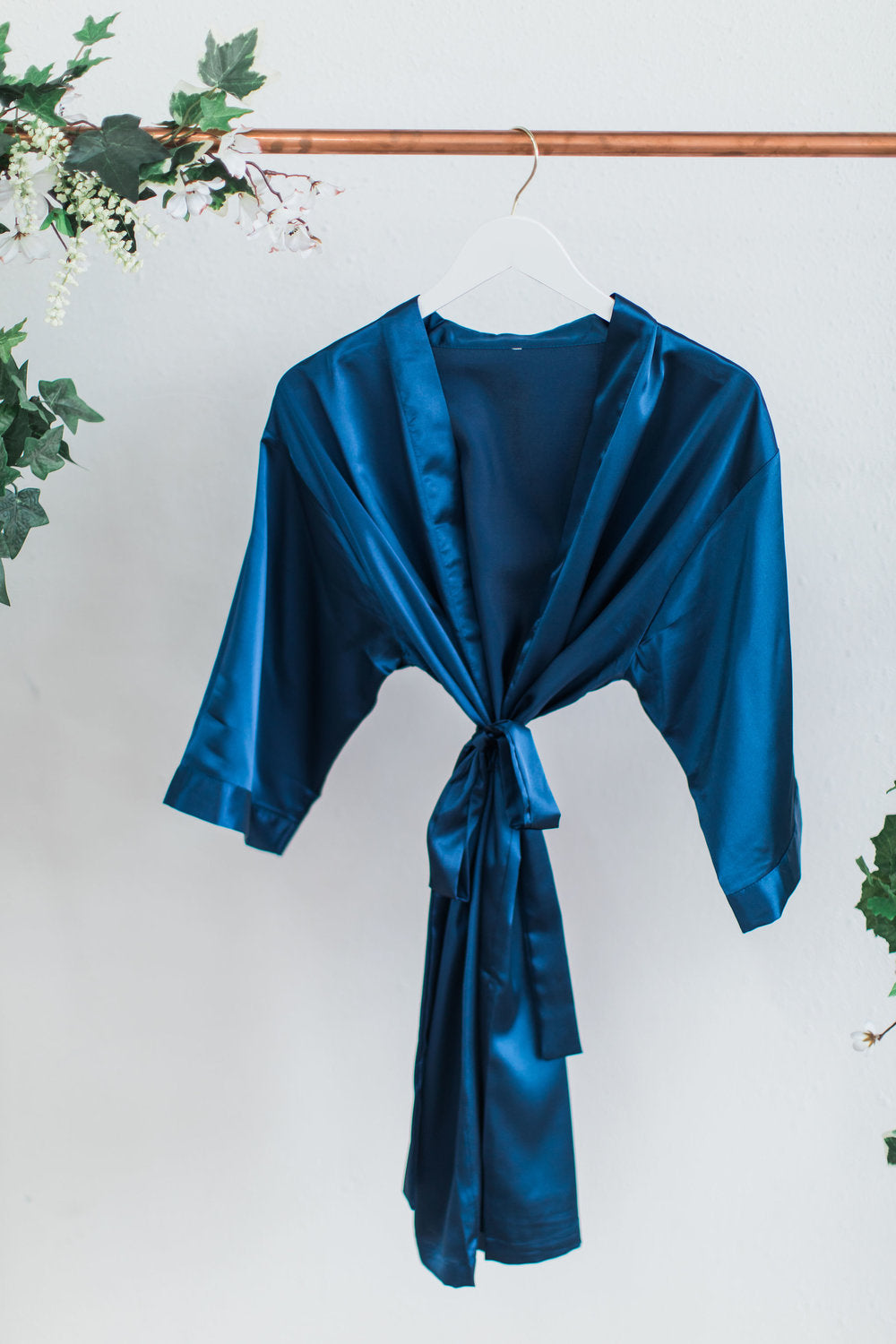 Solid Navy Satin Bridesmaid Robe