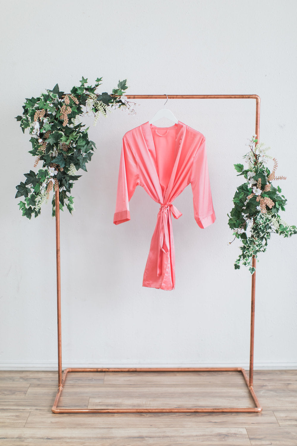 Solid Coral Satin Bridesmaid Robe