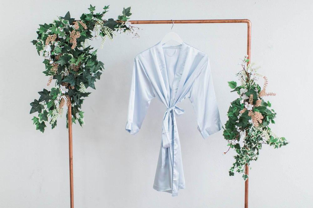 Solid Gray Satin Bridesmaid Robe