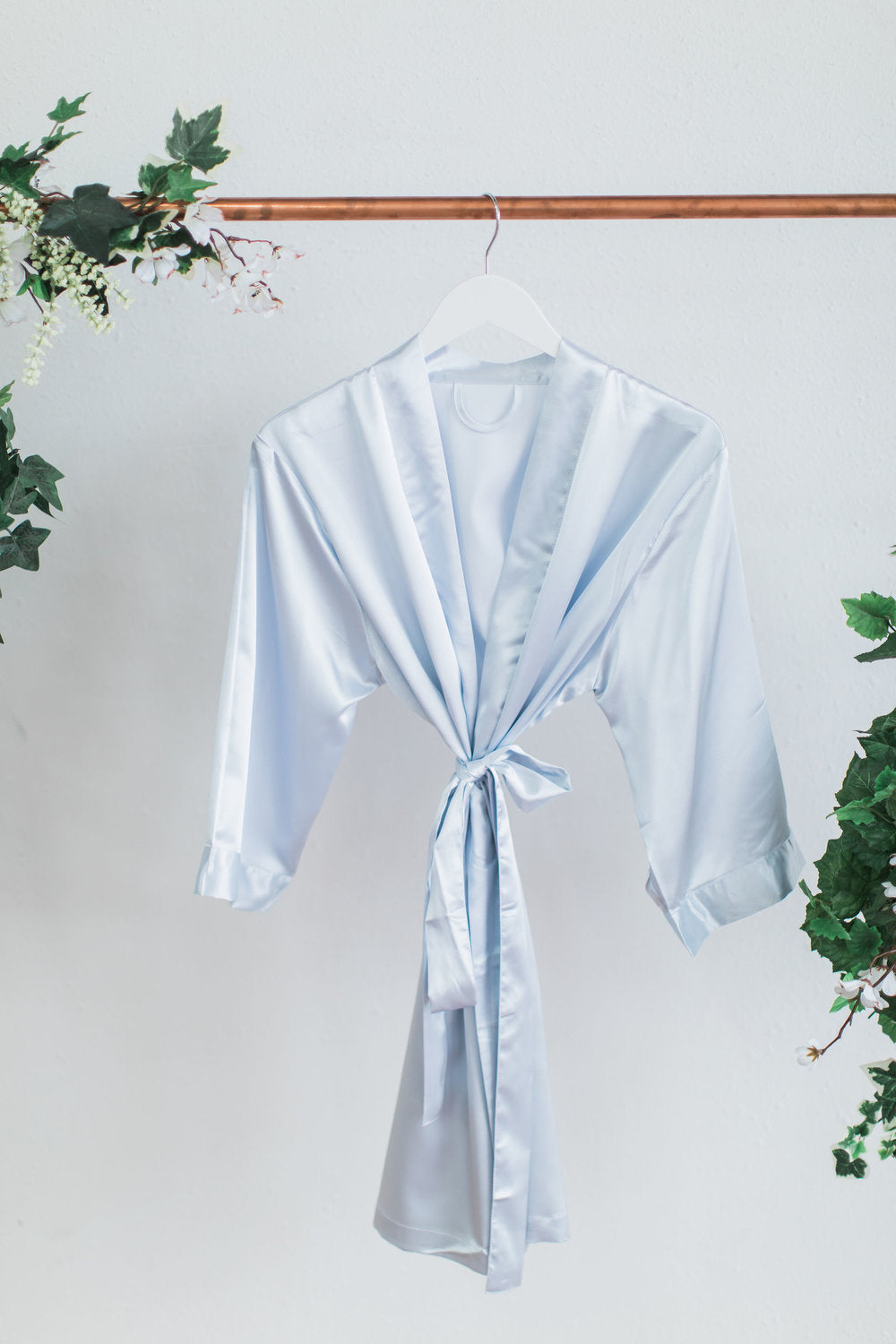 Solid Gray Satin Bridesmaid Robe