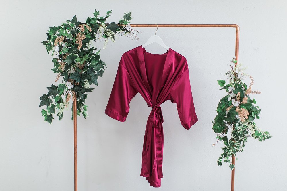 Solid Burgundy Satin Bridesmaid Robe