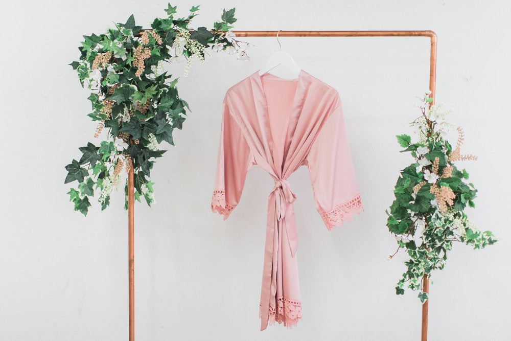 Dusty Pink Lace Robe