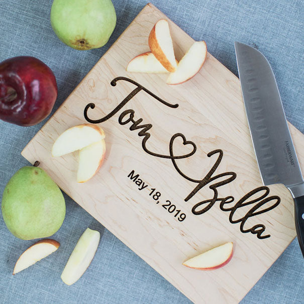 Custom Cutting Board with Your First Name and a Heart — Timeless