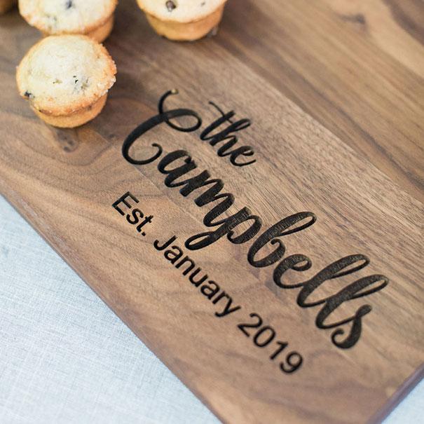 Cutting Board With Your Last Name In The Corner — Timeless Bridal  Accessories