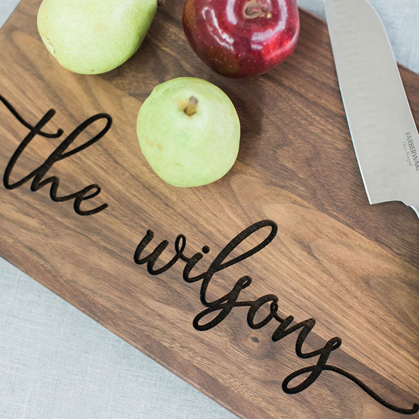 Cutting Board With Your Last Name In The Corner — Timeless Bridal  Accessories