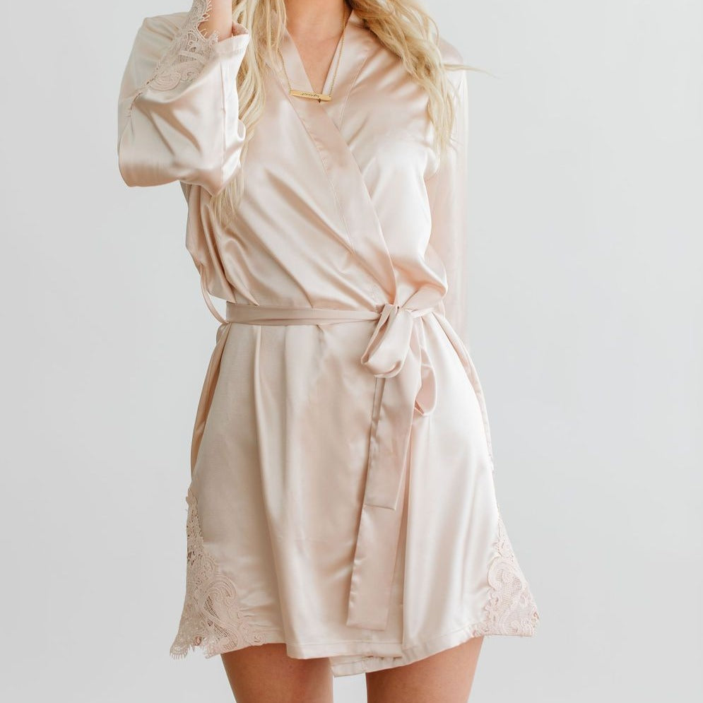 Champagne Satin Lace Robe