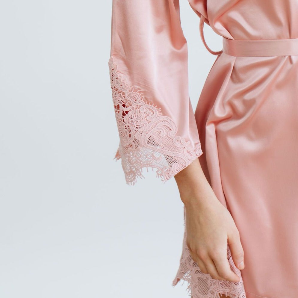 Rose Satin Lace Robe
