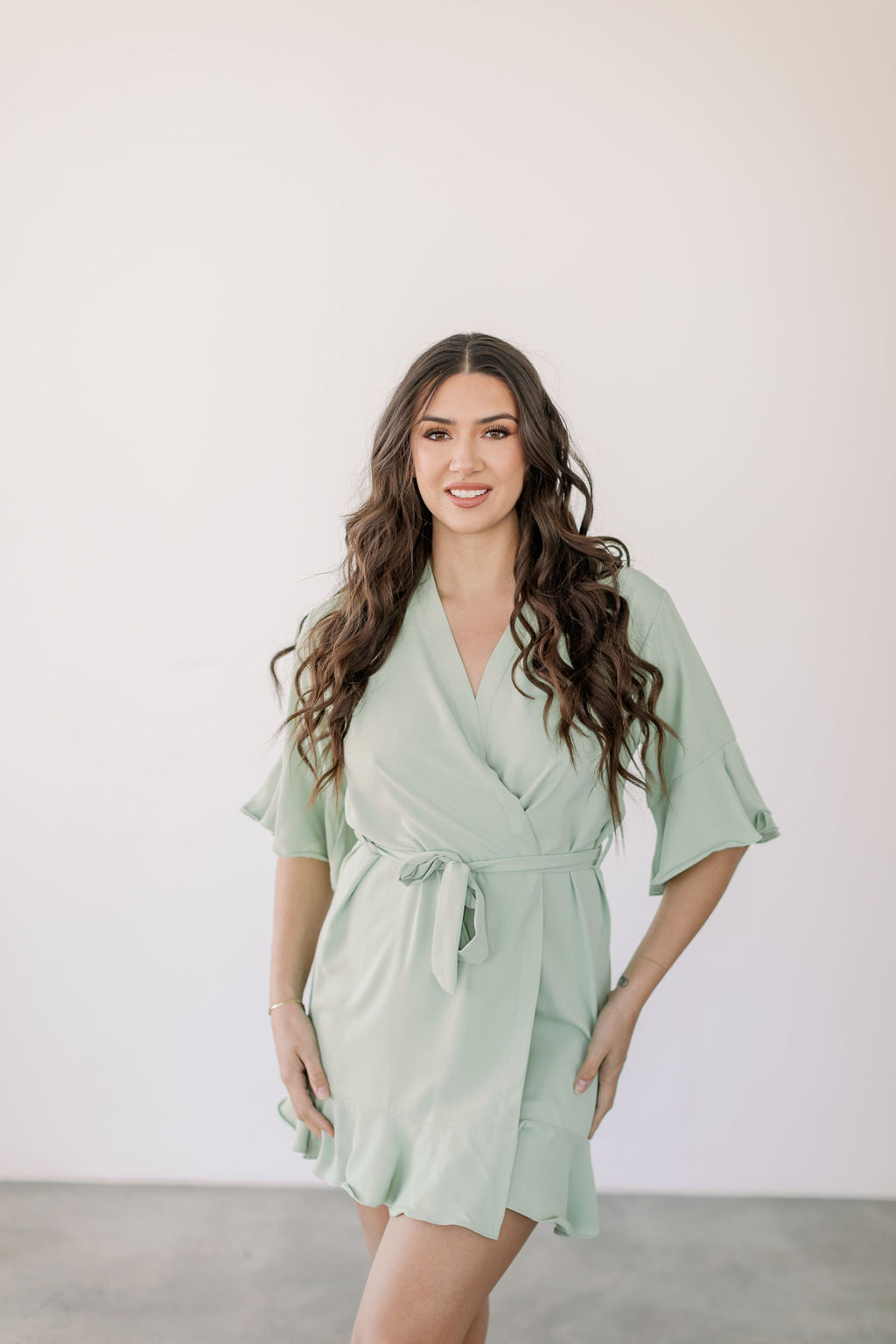 Sage Ruffle Robe