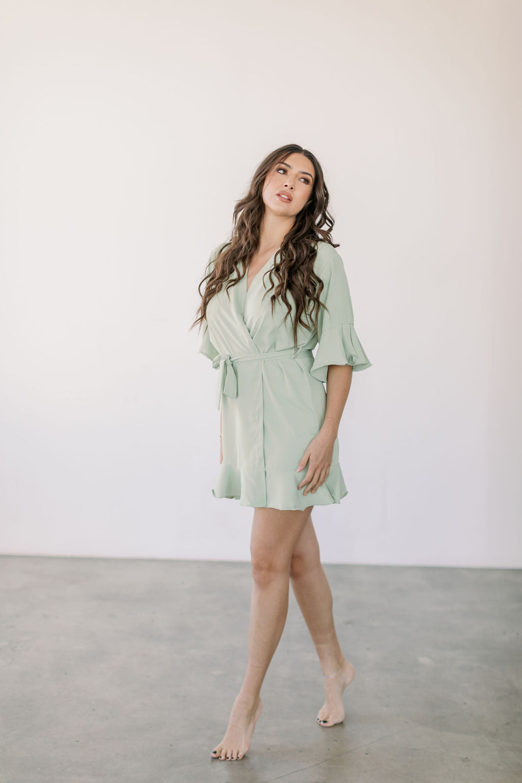 Sage Ruffle Robe