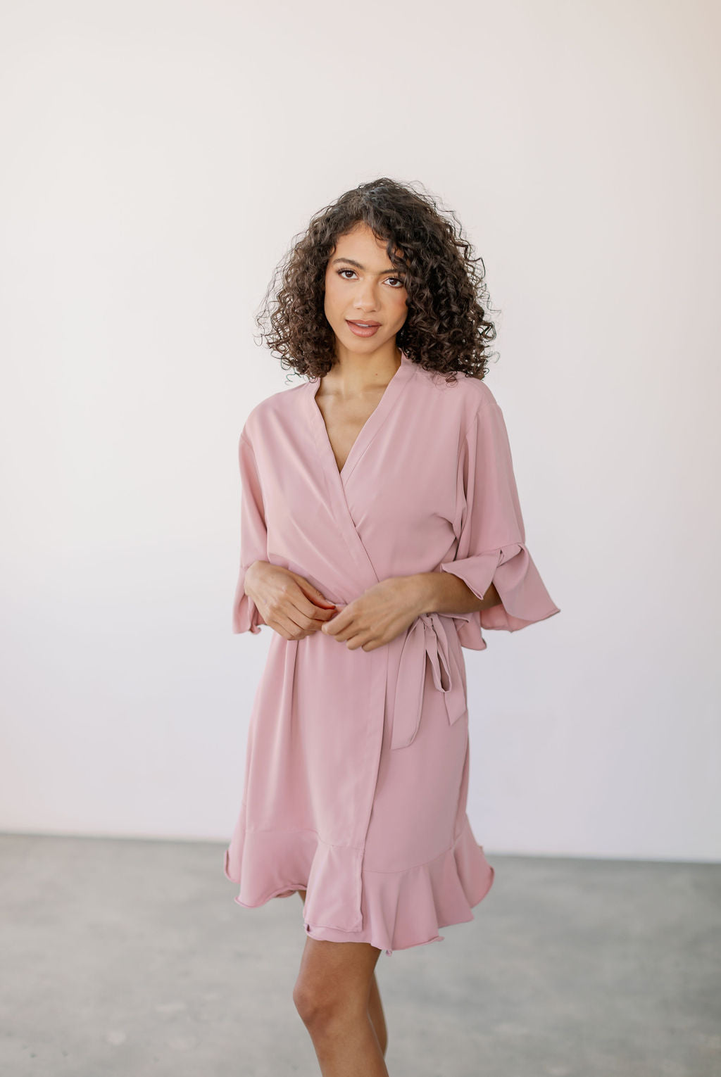 Dusty Rose Ruffle Robe