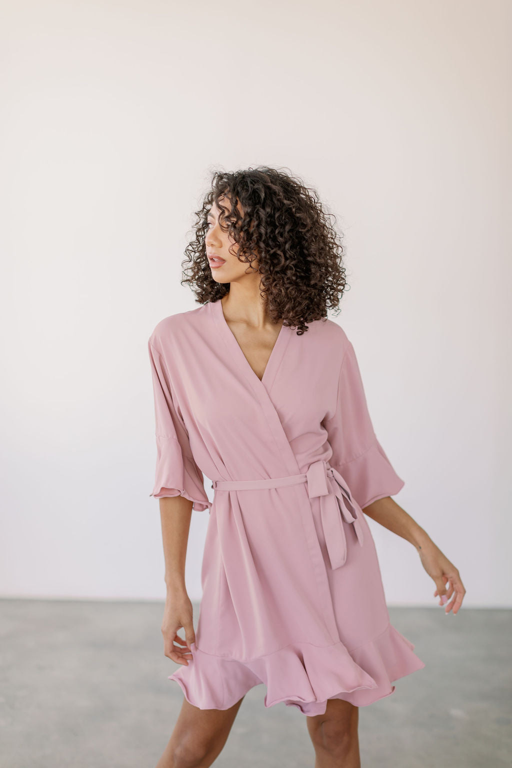 Dusty Rose Ruffle Robe