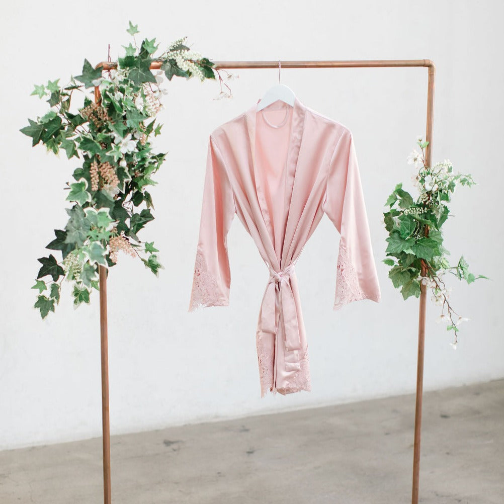 Blush Satin Lace Robe