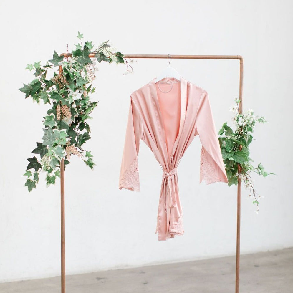 Rose Satin Lace Robe