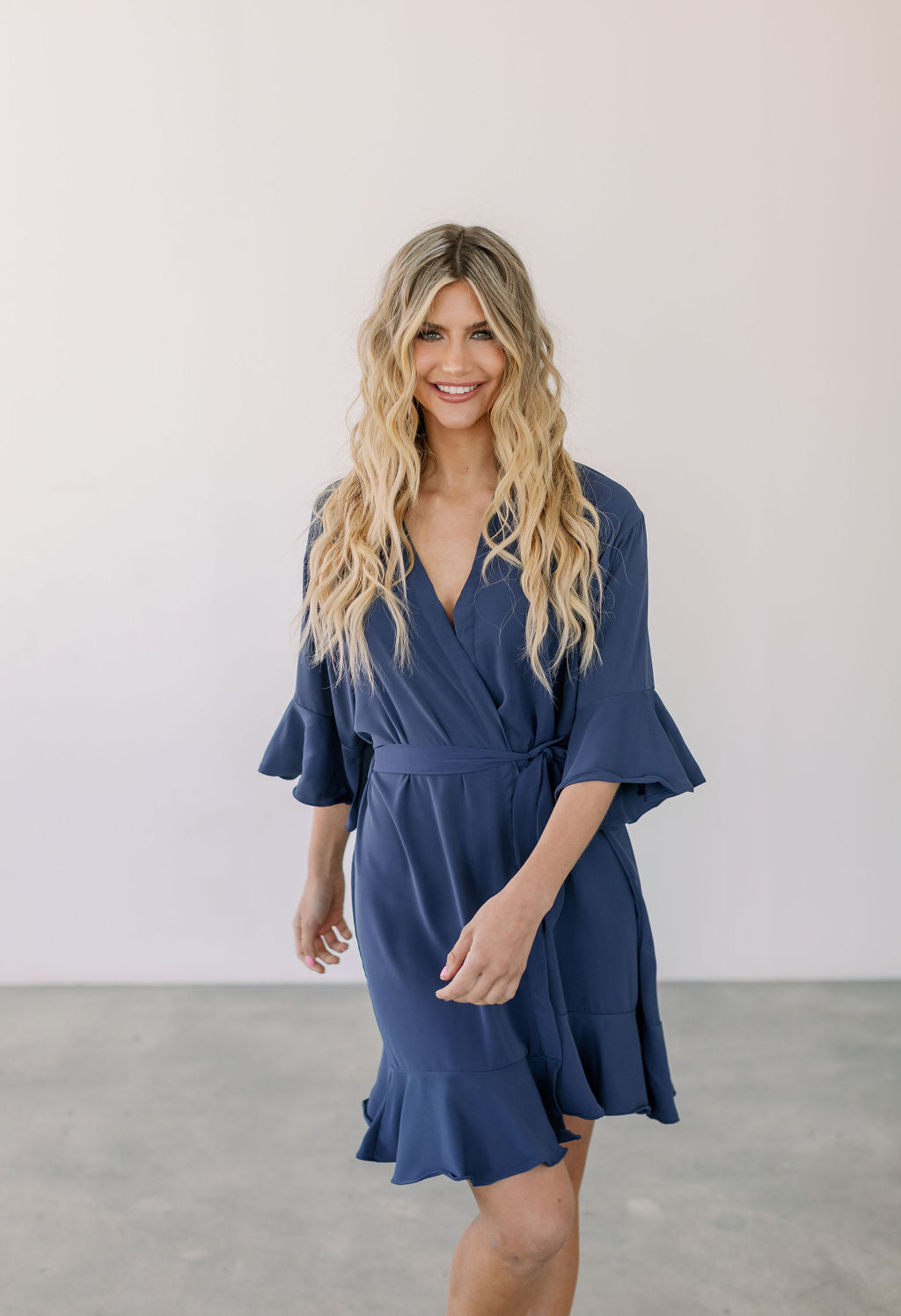 Navy Ruffle Robe