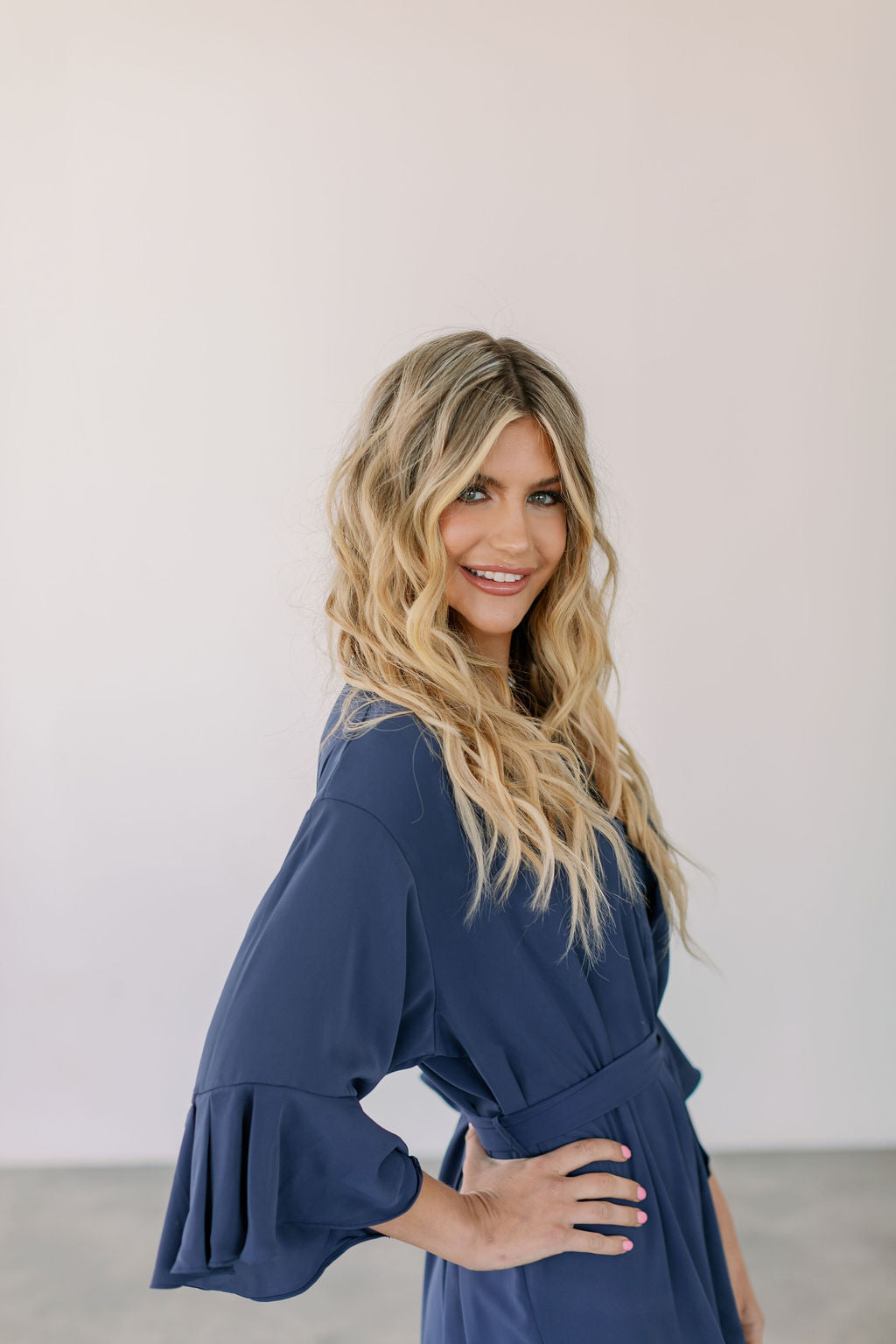Navy Ruffle Robe