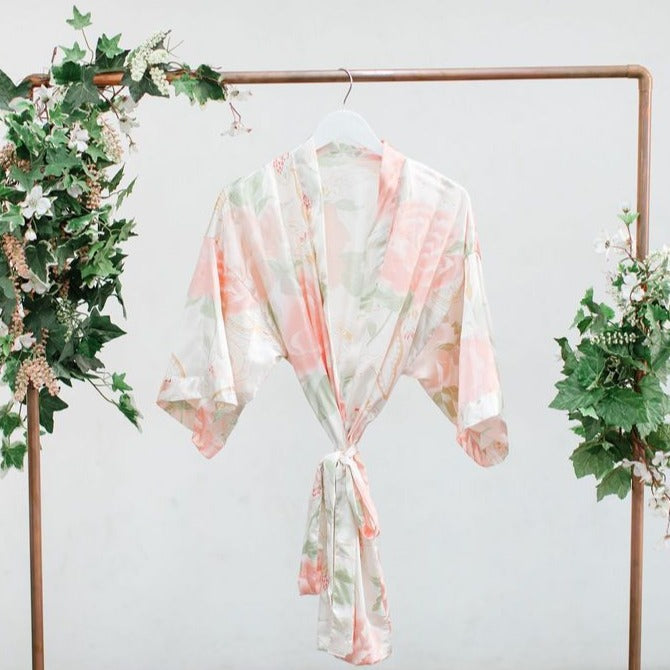 White Big Floral Robe