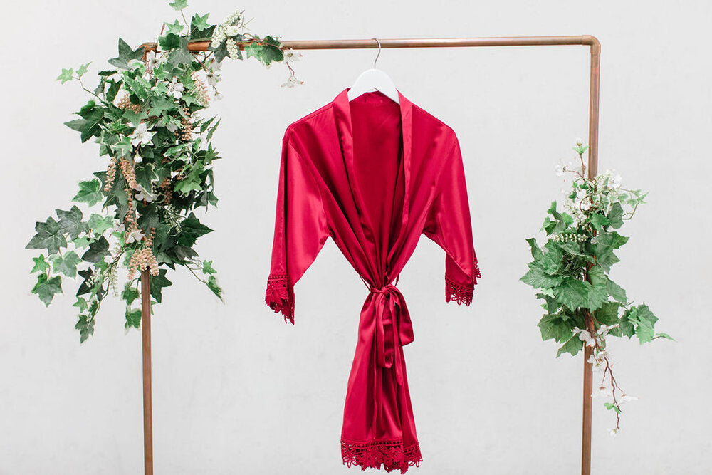 Burgundy Lace Robe