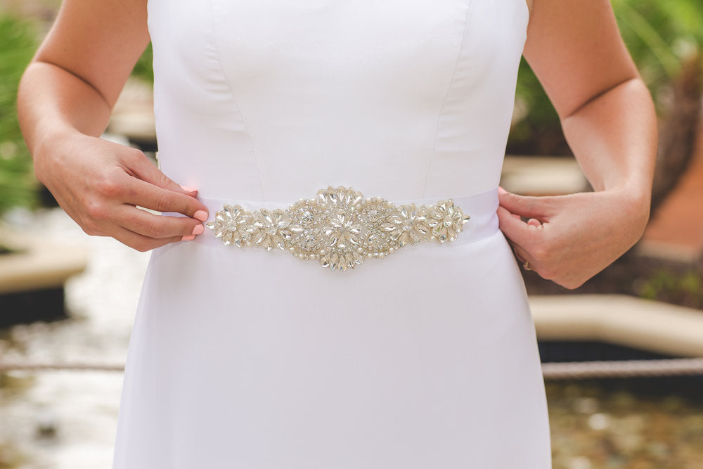 Front Floral Wedding Dress Belt