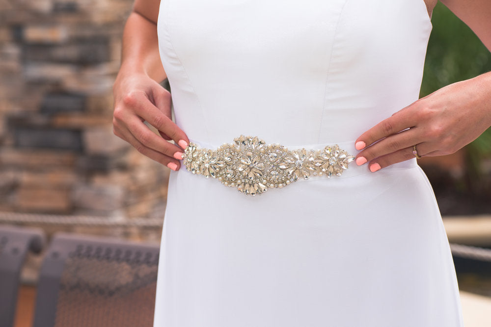 Front Floral Wedding Dress Belt