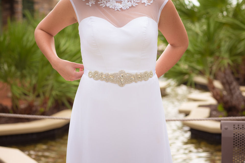 Sleek Crystal Wedding Dress Belt